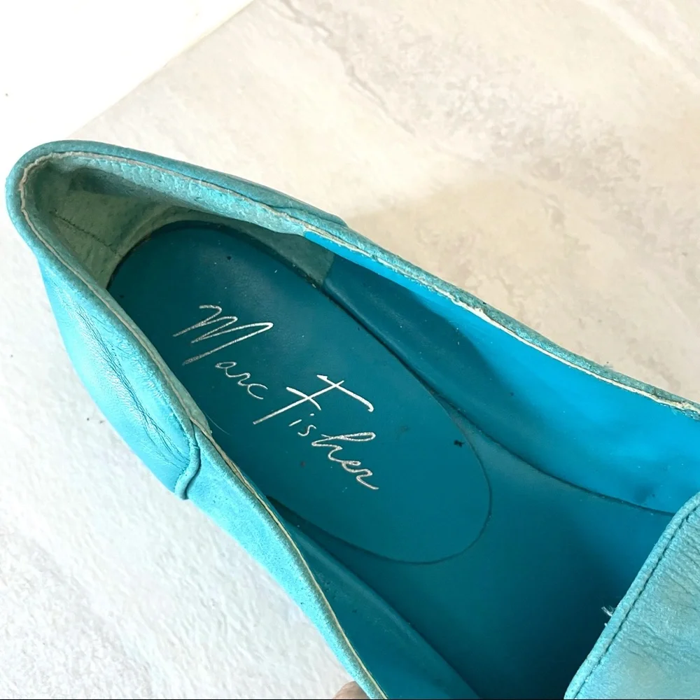 Marc Fisher Turquoise Suede Perforated Flats